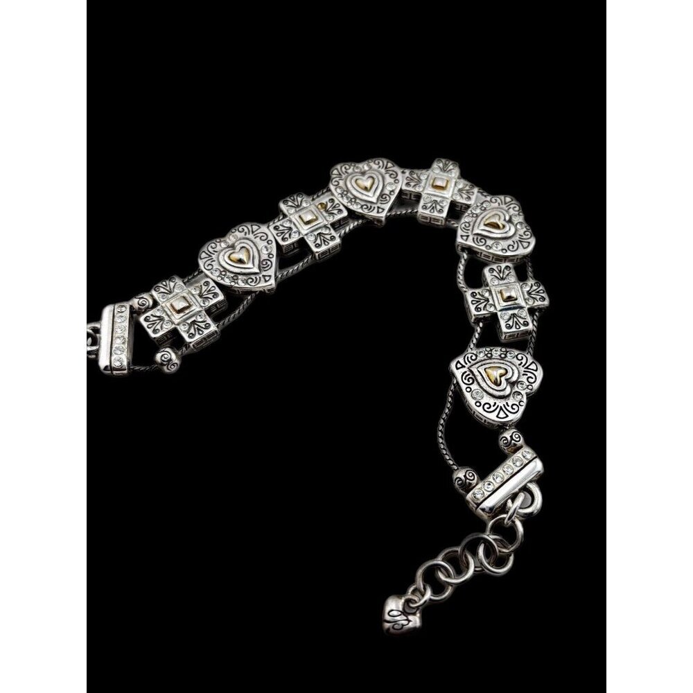 Brighton Silver and Gold Heart & Cross Bracelet